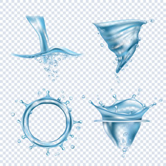 Wall Mural - water splashes. rain drops liquid fluids object transparent blobs dynamic water whirlpool vector rea