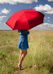 Wall Mural - woman with sun umbrella