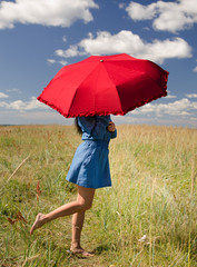 Wall Mural - woman with sun umbrella