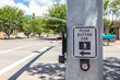 push button for crosswalk sign ona road in the USA