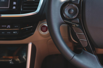 blank command control button on steering wheel of modern vehicle car