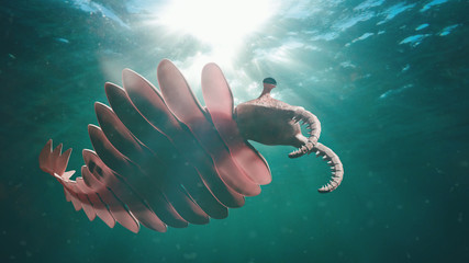 Wall Mural - Anomalocaris, life form of the Cambrian period (3d science illustration)