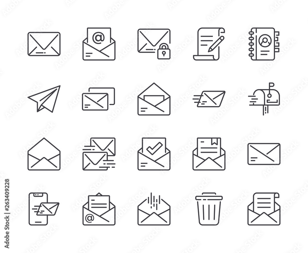 Simple Set of Mail Line Icon. Editable Stroke - obrazy, fototapety, plakaty 