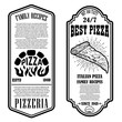 flyer of pizzeria. Design elements for logo, label, sign, badge, poster