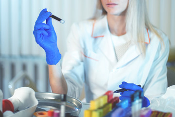 Nurse in the laboratory for blood tests.