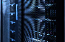 Big Data Server Rack With Hard Drives Close Up