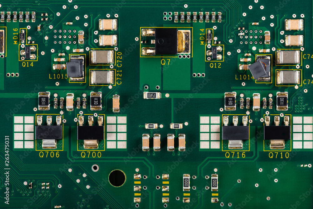 Electronic components on the PCB Stock Photo | Adobe Stock