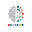 Creative idea - business vector logo template concept illustration. Abstract human brain sign. Geometric colored structure. Mind education symbol. Left and right hemisphere. Graphic design element. 