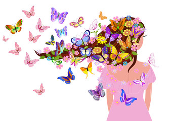 Fotomurales - fancy girl with butterflies for your design