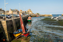 Low Tide In The Harbor Of Barfleur, Normandy, France