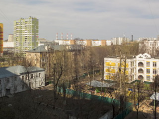 Wall Mural - Urban landscape, lovely urban area. Early spring.