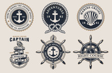 Set Of Marine Badges On  The Light Background