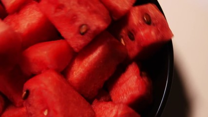 Canvas Print - Watermelon / tarbooj fruit cube slices served in a bowl. selective focus