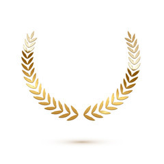 Wall Mural - Golden shiny laurel wreath isolated on white background. Vector design element.