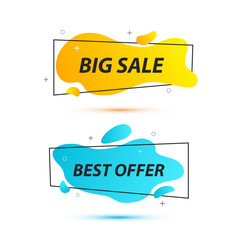 Canvas Print - Sale banners with trendy shapes. Offer tag. Vector background