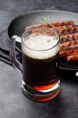 Wall Mural - Grilled sausages and beer