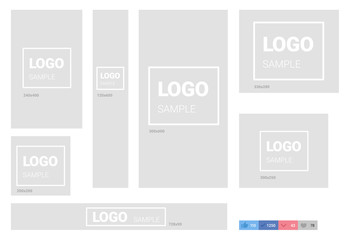 Leinwandbilder - Common size web banners vector clipart isolated on white. Banners formats with logo template