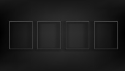 Poster - Black wall with black frames. Vector illustration