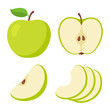 Green apple cartoon set
