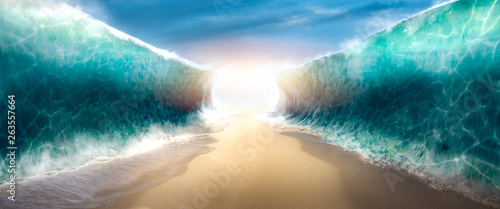 Fotomural parting the red sea concept, photo composite