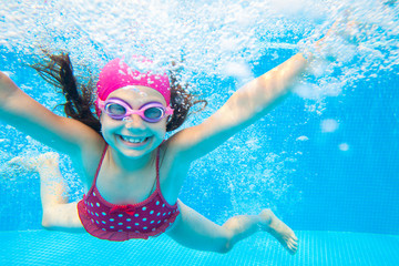 girl swim in  pool