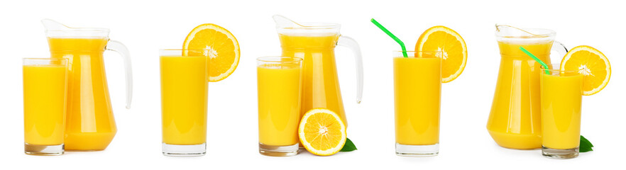 Collection of fresh orange juices