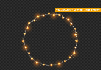 Christmas lights isolated realistic design elements.