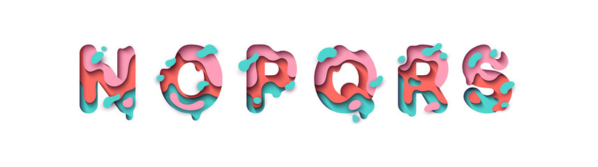 Wall Mural - paper cut letter n, o, p, q, r, s.