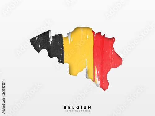 Fotomural Belgium detailed map with flag of country