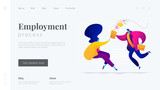 Fototapeta Kosmos - Job interview, working experience, recruitment, job application concept. Website homepage interface UI template. Landing web page with infographic concept hero header image.