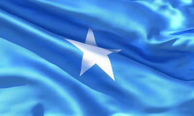 Realistic silk material Somalia waving flag, high quality detailed fabric texture. 3d illustration