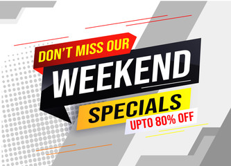 Weekend Special sale tag. Banner design template for marketing. Special offer promotion retail. background banner modern graphic design for advertising store shop, online store, website, landing page