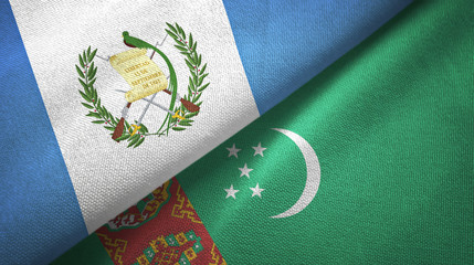 Guatemala and Turkmenistan two flags textile cloth, fabric texture