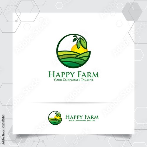 Agriculture Logo Design With Concept Of Leaves Icon And Plantation