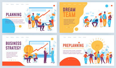 Set of four differents vector business concept slide designs