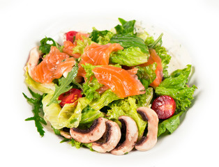 Poster - Salad with smoked salmon, mushroom and lettuce