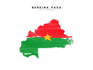 Wall Mural - Burkina faso detailed map with flag of country. Painted in watercolor paint colors in the national flag