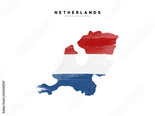 Fotomural Netherlands detailed map with flag of country