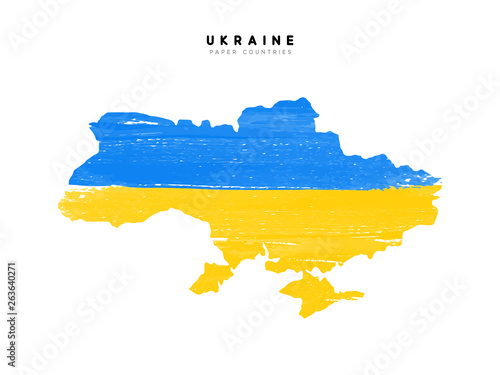 Fotomural Ukraine detailed map with flag of country
