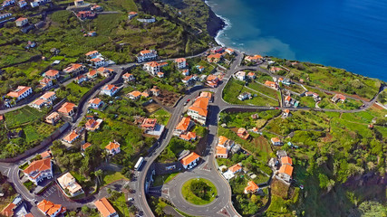 Fototapete - Beautiful mountain landscape of Madeira island, Portugal. Aerial view. 4K drone footage.