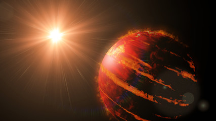 Wall Mural - hot Jupiter class exoplanet, gas giant planet lit by an alien sun
