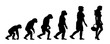 Painted theory of evolution of woman. Vector silhouette of homo sapiens. Symbol from monkey to lady.