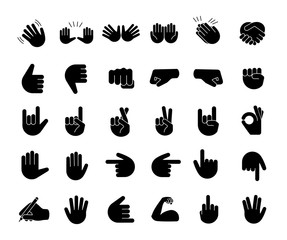 Wall Mural - Hand gesture emojis glyph icons set