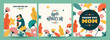 Set of Happy Mother's Day greeting card design in various style.