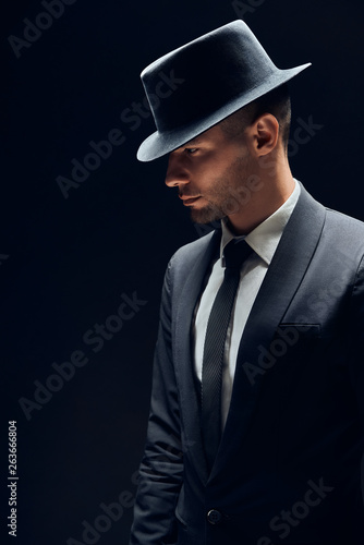 black suit hat