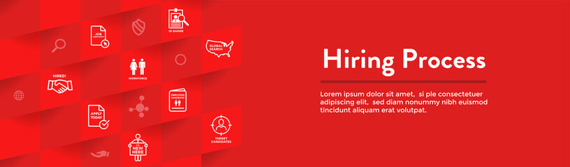 Wall Mural - New Employee Hiring Process icon set - Web Header Banner