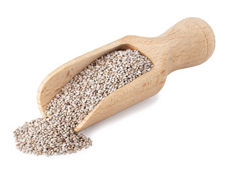 Wall Mural - white chia seeds in wooden scoop