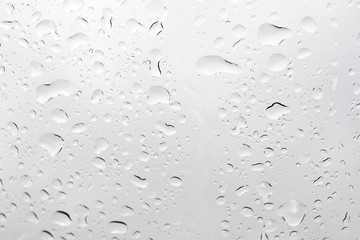 Picture Inside of water rain drops on car window glass