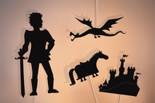 Dragon, Knight, Castle And Horse Shadow Puppets.