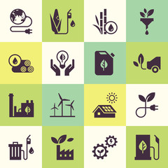 Wall Mural - set of eco vector icons in flat style. eco collection with various icons on the theme of ecology and